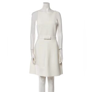 Scanlan Theodore off White Sleeveless knit dress with bow accent belt
